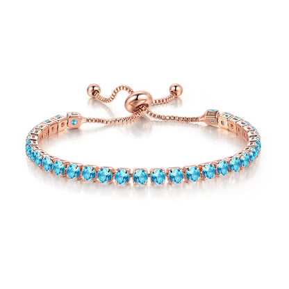 Colorful Birthstone Tennis Bracelet for Women Adjustable Multicolor CZ Crystal Wedding Birthday Gifts Bracelet on Hand Jewelry