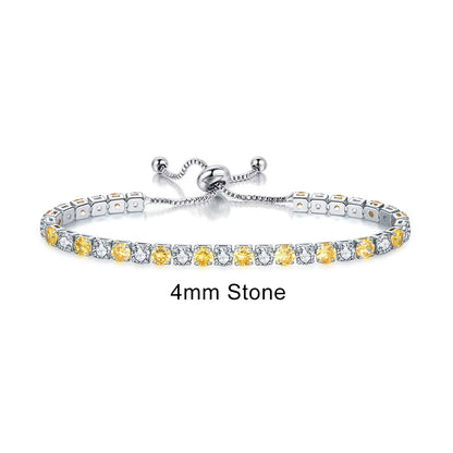 Colorful Birthstone Tennis Bracelet for Women Adjustable Multicolor CZ Crystal Wedding Birthday Gifts Bracelet on Hand Jewelry
