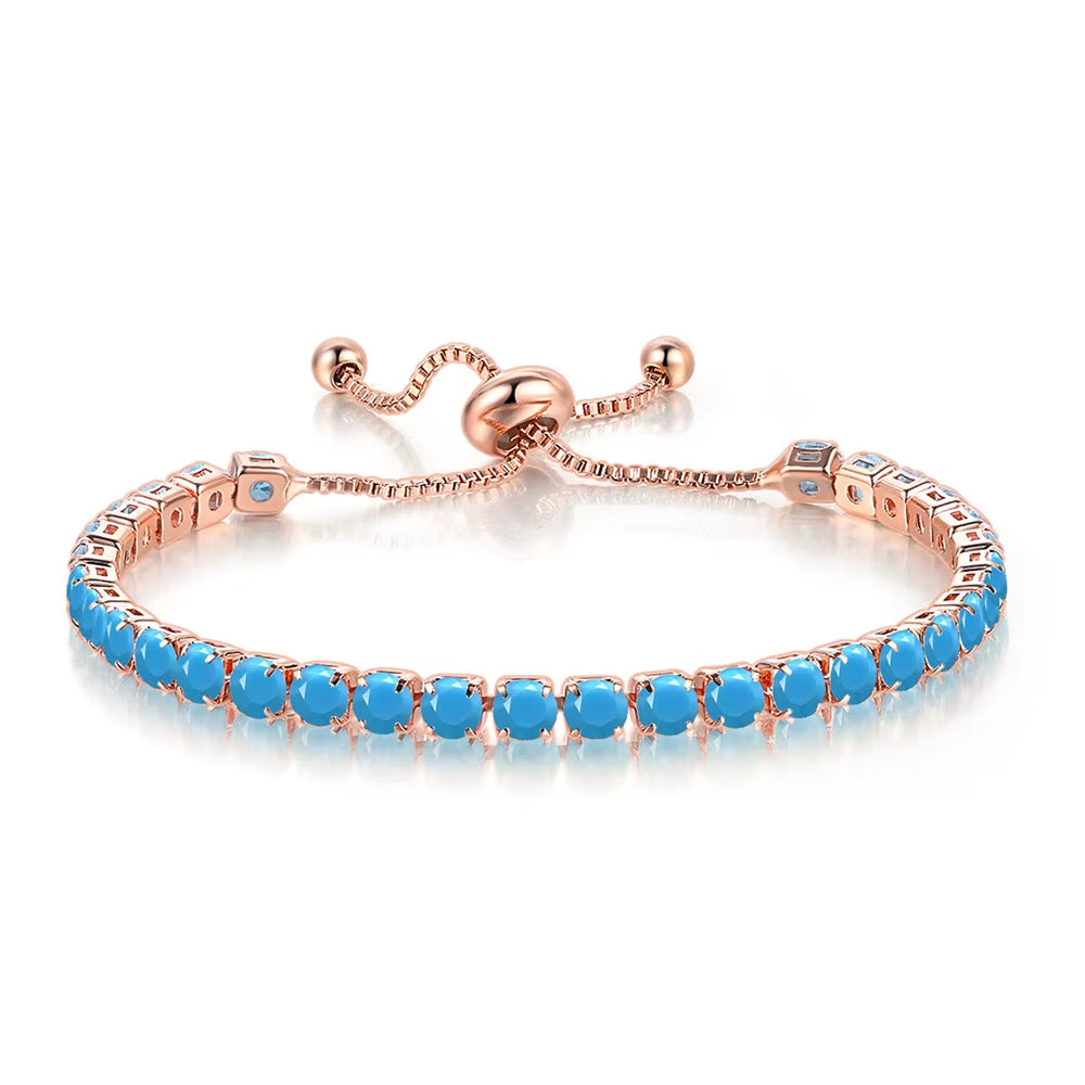 Colorful Birthstone Tennis Bracelet for Women Adjustable Multicolor CZ Crystal Wedding Birthday Gifts Bracelet on Hand Jewelry