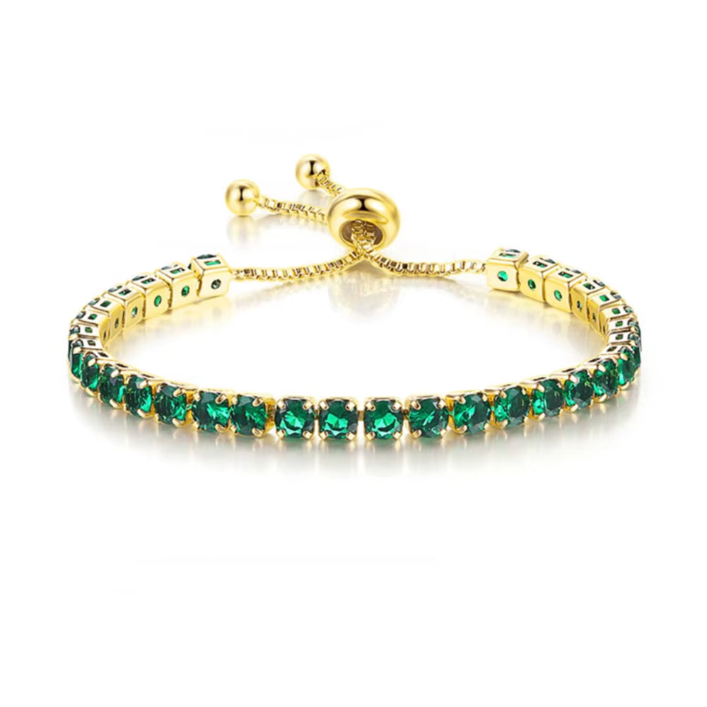 Colorful Birthstone Tennis Bracelet for Women Adjustable Multicolor CZ Crystal Wedding Birthday Gifts Bracelet on Hand Jewelry