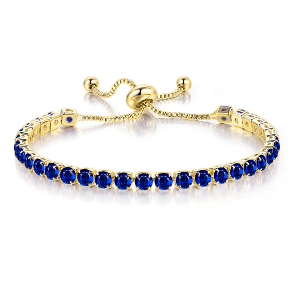 Colorful Birthstone Tennis Bracelet for Women Adjustable Multicolor CZ Crystal Wedding Birthday Gifts Bracelet on Hand Jewelry