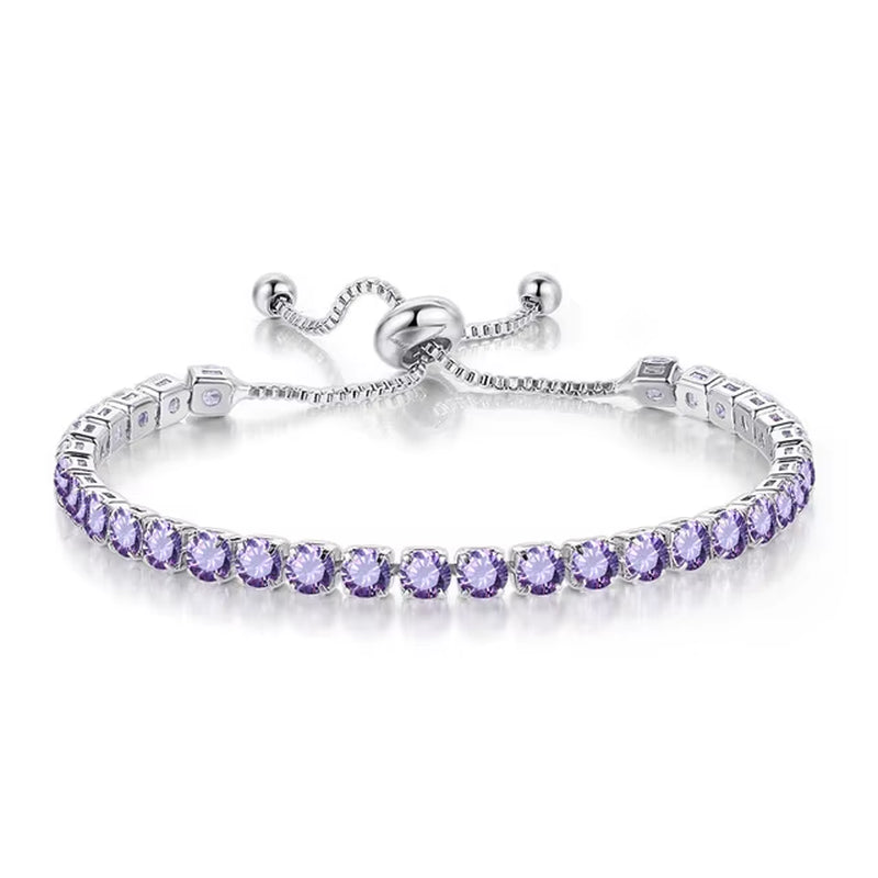 Colorful Birthstone Tennis Bracelet for Women Adjustable Multicolor CZ Crystal Wedding Birthday Gifts Bracelet on Hand Jewelry