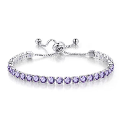 Colorful Birthstone Tennis Bracelet for Women Adjustable Multicolor CZ Crystal Wedding Birthday Gifts Bracelet on Hand Jewelry