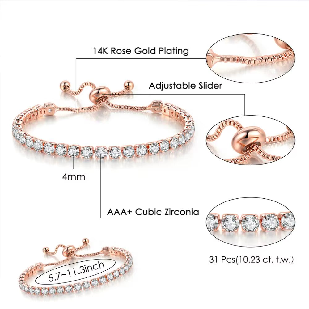 Colorful Birthstone Tennis Bracelet for Women Adjustable Multicolor CZ Crystal Wedding Birthday Gifts Bracelet on Hand Jewelry