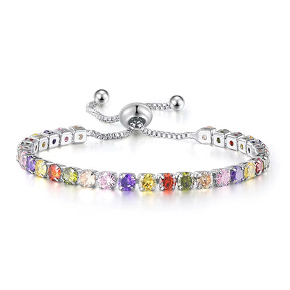 Colorful Birthstone Tennis Bracelet for Women Adjustable Multicolor CZ Crystal Wedding Birthday Gifts Bracelet on Hand Jewelry