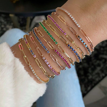 Luxury Color Cubic Zirconia Gold Color Tennis Bracelets for Women Girls 2022 New Trend Chain Bracelets Jewelry Party Gifts
