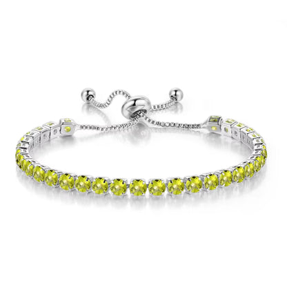 Colorful Birthstone Tennis Bracelet for Women Adjustable Multicolor CZ Crystal Wedding Birthday Gifts Bracelet on Hand Jewelry