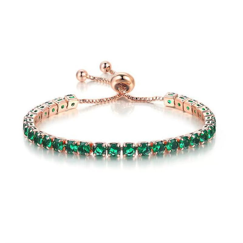 Colorful Birthstone Tennis Bracelet for Women Adjustable Multicolor CZ Crystal Wedding Birthday Gifts Bracelet on Hand Jewelry