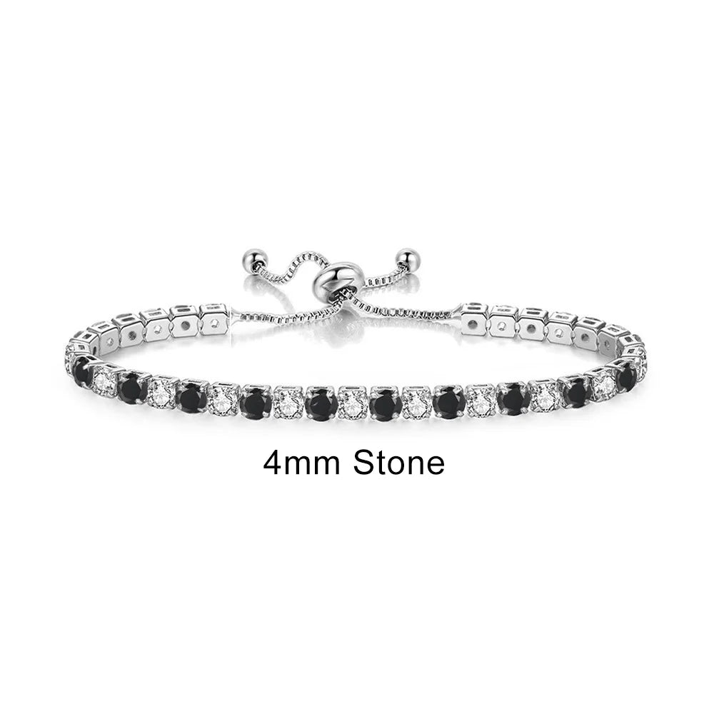 Colorful Birthstone Tennis Bracelet for Women Adjustable Multicolor CZ Crystal Wedding Birthday Gifts Bracelet on Hand Jewelry