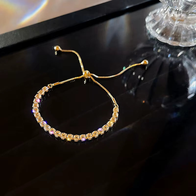 Luxury Color Cubic Zirconia Gold Color Tennis Bracelets for Women Girls 2022 New Trend Chain Bracelets Jewelry Party Gifts