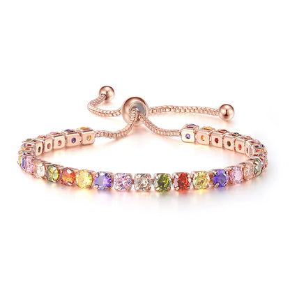 Colorful Birthstone Tennis Bracelet for Women Adjustable Multicolor CZ Crystal Wedding Birthday Gifts Bracelet on Hand Jewelry