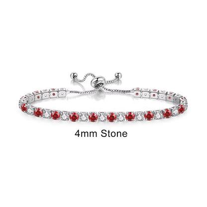 Colorful Birthstone Tennis Bracelet for Women Adjustable Multicolor CZ Crystal Wedding Birthday Gifts Bracelet on Hand Jewelry