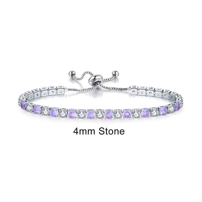 Colorful Birthstone Tennis Bracelet for Women Adjustable Multicolor CZ Crystal Wedding Birthday Gifts Bracelet on Hand Jewelry