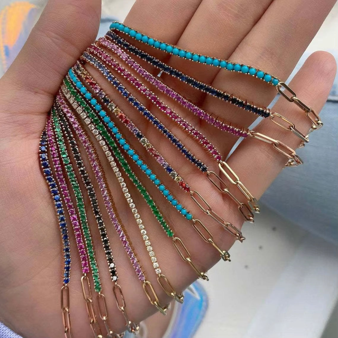 Luxury Color Cubic Zirconia Gold Color Tennis Bracelets for Women Girls 2022 New Trend Chain Bracelets Jewelry Party Gifts