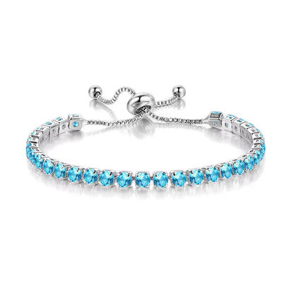 Colorful Birthstone Tennis Bracelet for Women Adjustable Multicolor CZ Crystal Wedding Birthday Gifts Bracelet on Hand Jewelry
