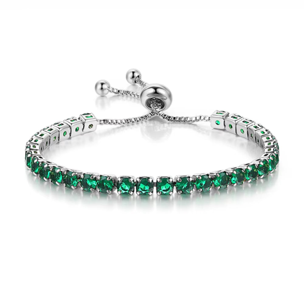 Colorful Birthstone Tennis Bracelet for Women Adjustable Multicolor CZ Crystal Wedding Birthday Gifts Bracelet on Hand Jewelry