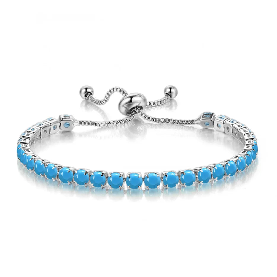 Colorful Birthstone Tennis Bracelet for Women Adjustable Multicolor CZ Crystal Wedding Birthday Gifts Bracelet on Hand Jewelry
