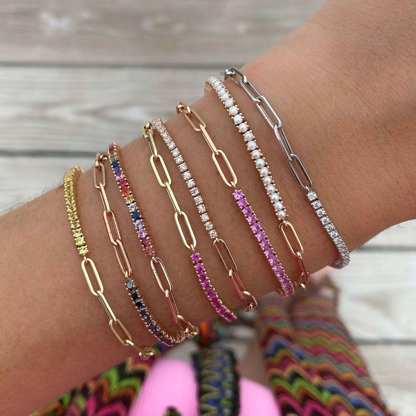 Luxury Color Cubic Zirconia Gold Color Tennis Bracelets for Women Girls 2022 New Trend Chain Bracelets Jewelry Party Gifts