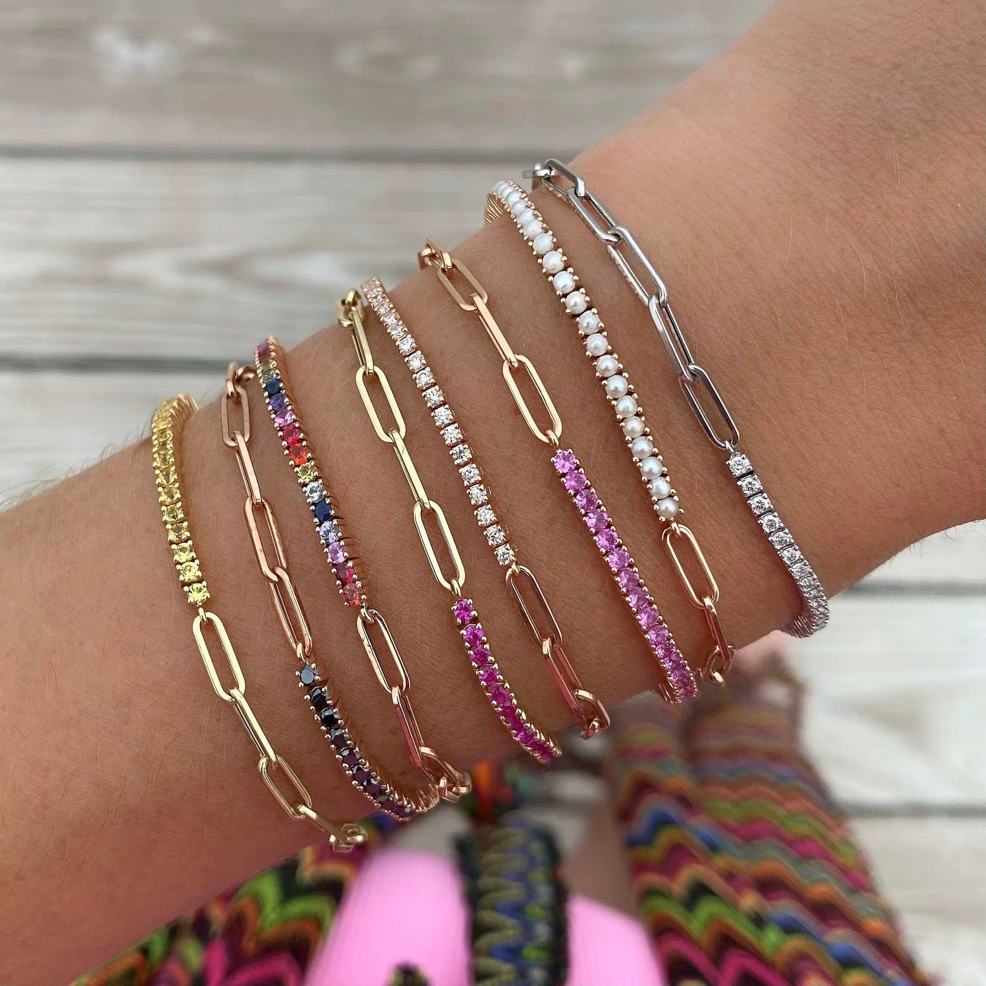 Luxury Color Cubic Zirconia Gold Color Tennis Bracelets for Women Girls 2022 New Trend Chain Bracelets Jewelry Party Gifts