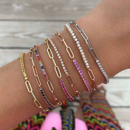 Luxury Color Cubic Zirconia Gold Color Tennis Bracelets for Women Girls 2022 New Trend Chain Bracelets Jewelry Party Gifts