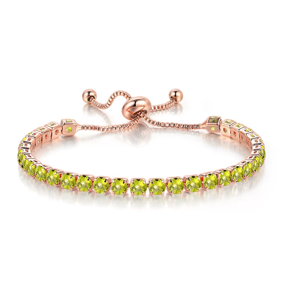 Colorful Birthstone Tennis Bracelet for Women Adjustable Multicolor CZ Crystal Wedding Birthday Gifts Bracelet on Hand Jewelry