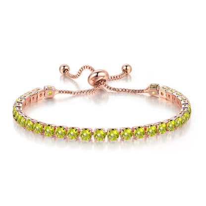 Colorful Birthstone Tennis Bracelet for Women Adjustable Multicolor CZ Crystal Wedding Birthday Gifts Bracelet on Hand Jewelry