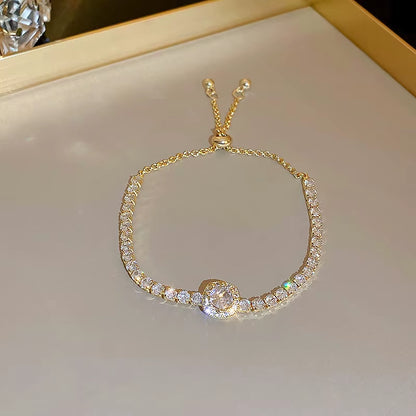 Luxury Color Cubic Zirconia Gold Color Tennis Bracelets for Women Girls 2022 New Trend Chain Bracelets Jewelry Party Gifts