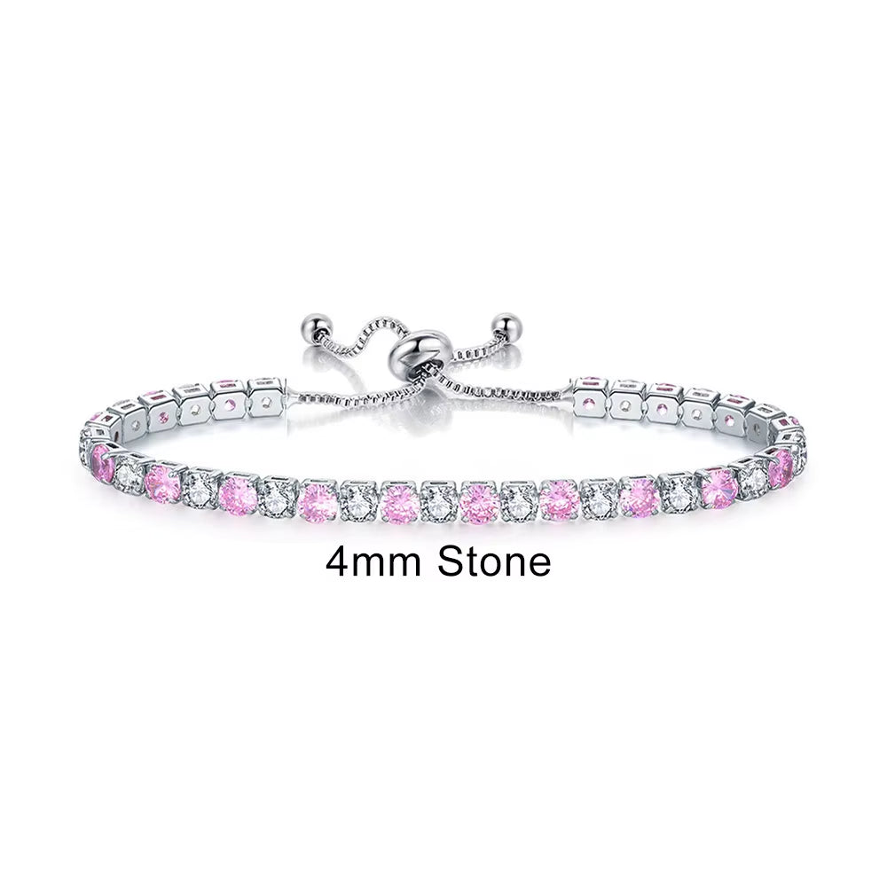 Colorful Birthstone Tennis Bracelet for Women Adjustable Multicolor CZ Crystal Wedding Birthday Gifts Bracelet on Hand Jewelry