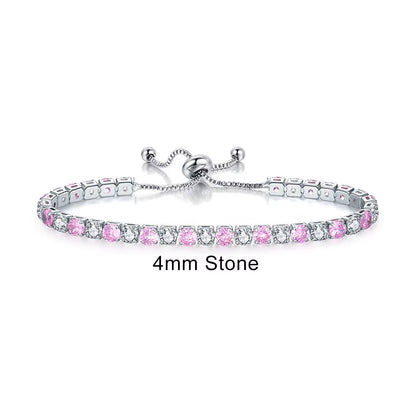 Colorful Birthstone Tennis Bracelet for Women Adjustable Multicolor CZ Crystal Wedding Birthday Gifts Bracelet on Hand Jewelry