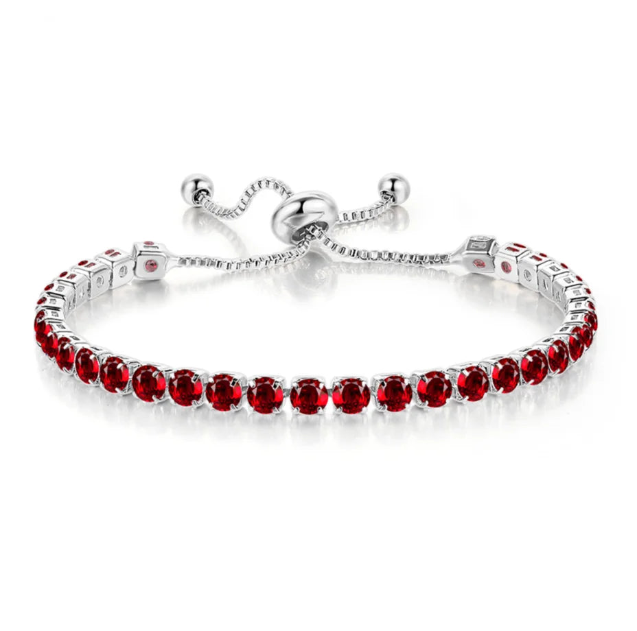 Colorful Birthstone Tennis Bracelet for Women Adjustable Multicolor CZ Crystal Wedding Birthday Gifts Bracelet on Hand Jewelry