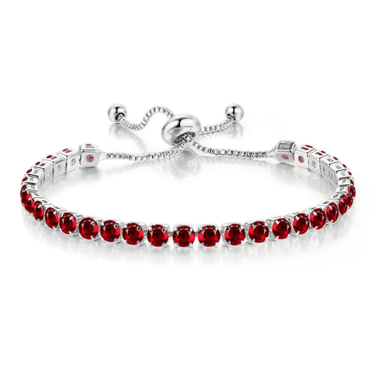 Colorful Birthstone Tennis Bracelet for Women Adjustable Multicolor CZ Crystal Wedding Birthday Gifts Bracelet on Hand Jewelry