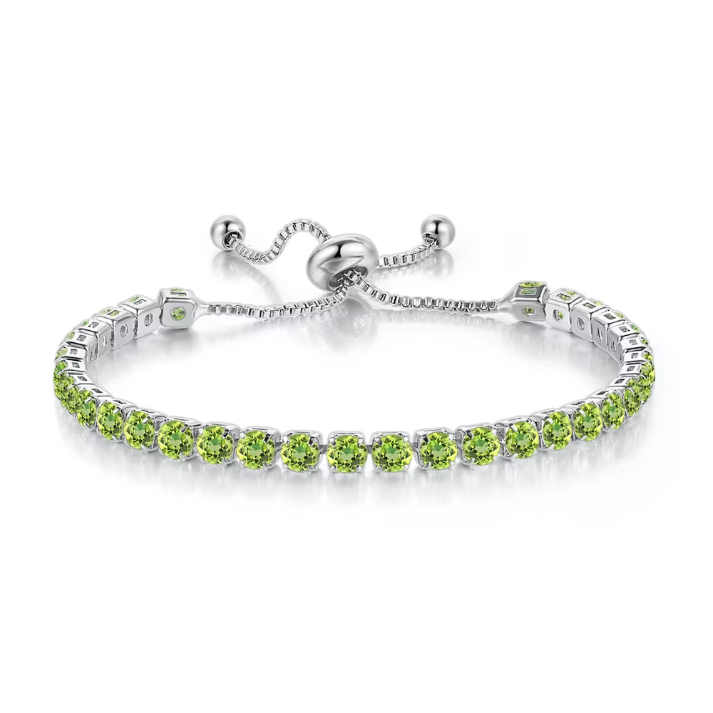 Colorful Birthstone Tennis Bracelet for Women Adjustable Multicolor CZ Crystal Wedding Birthday Gifts Bracelet on Hand Jewelry