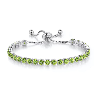 Colorful Birthstone Tennis Bracelet for Women Adjustable Multicolor CZ Crystal Wedding Birthday Gifts Bracelet on Hand Jewelry